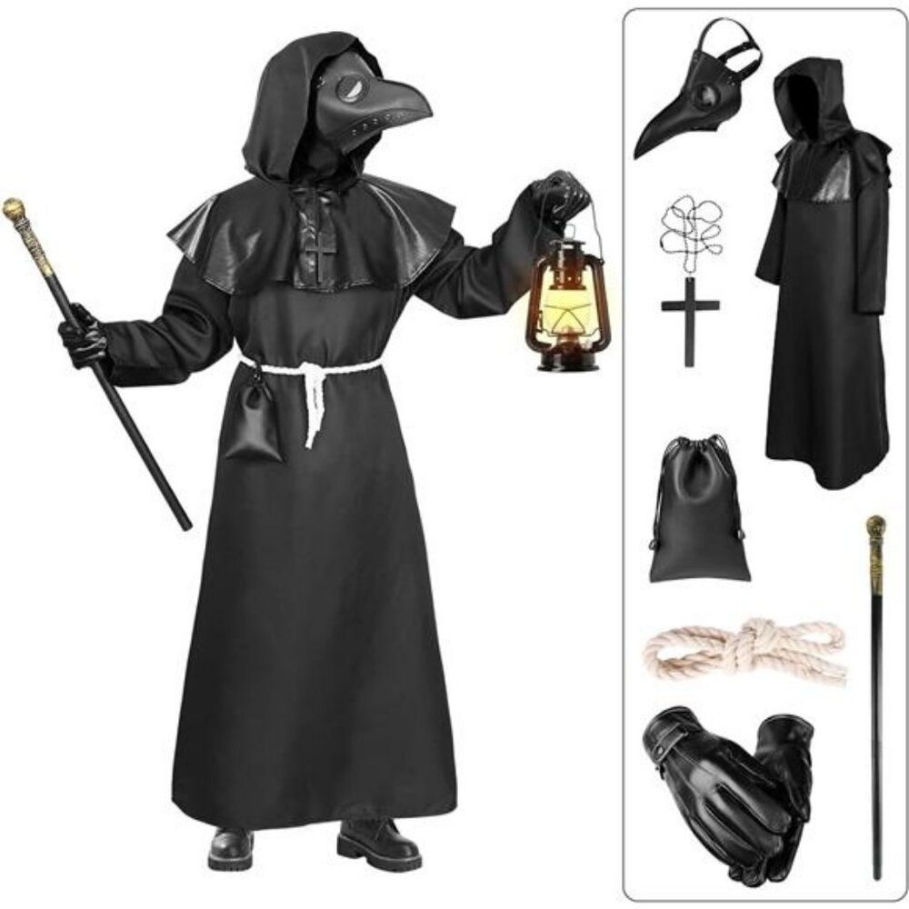Plague Doctor Costume Set: Bird Plague Mask with Steampunk Accessories